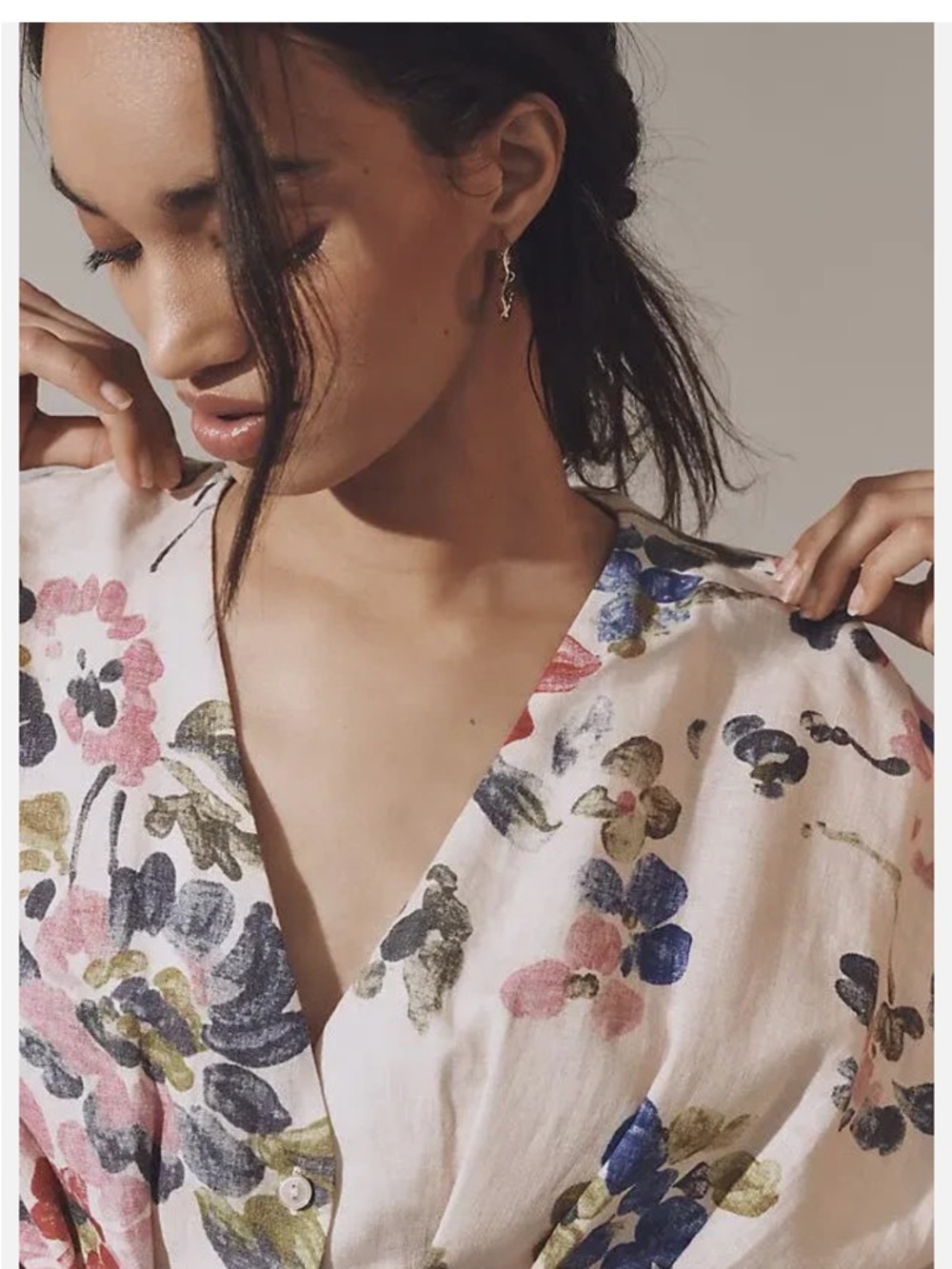 NWT Anthropologie Exquise The Tobie Linen Pleated Mini Shirt Dress floral  SzXXS - Picture 4 of 11